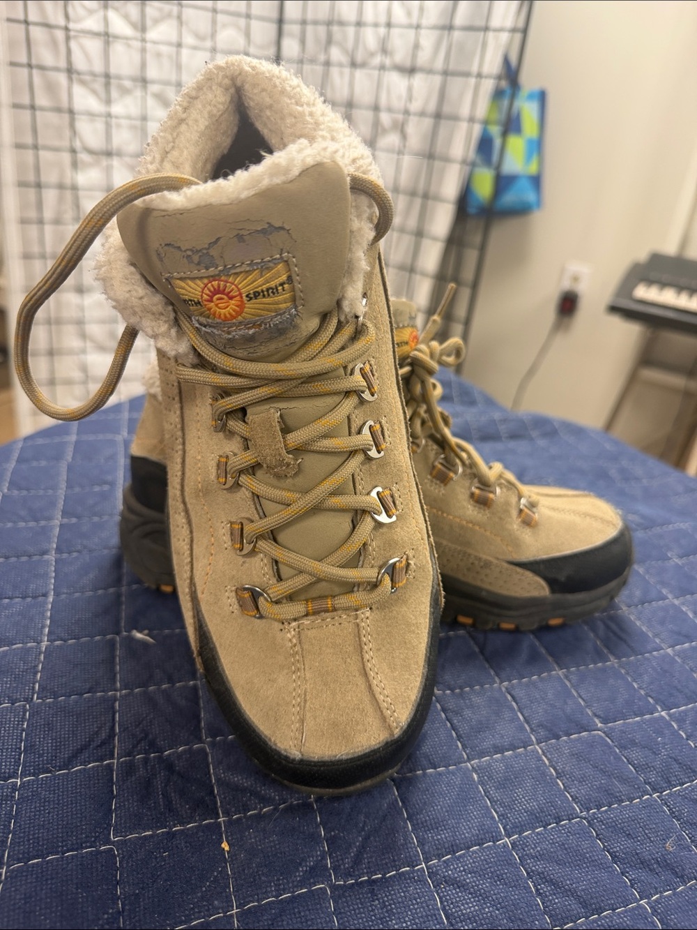 Spirit Tan Suede Shearling-Lined Outdoor Boots